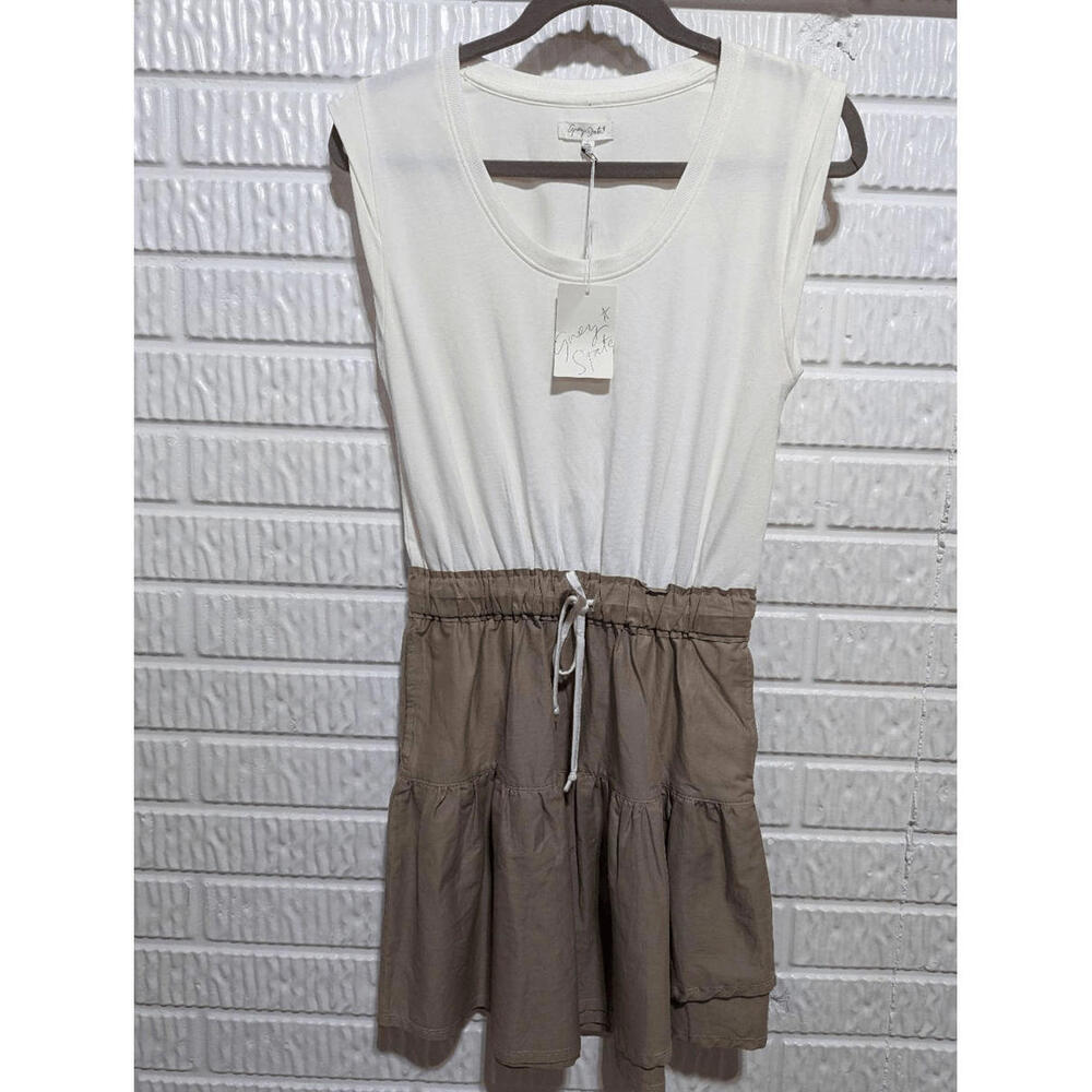 Grey State Cream/Brown Cuffed Sleeves Helena Dress Size 0 NWT $118